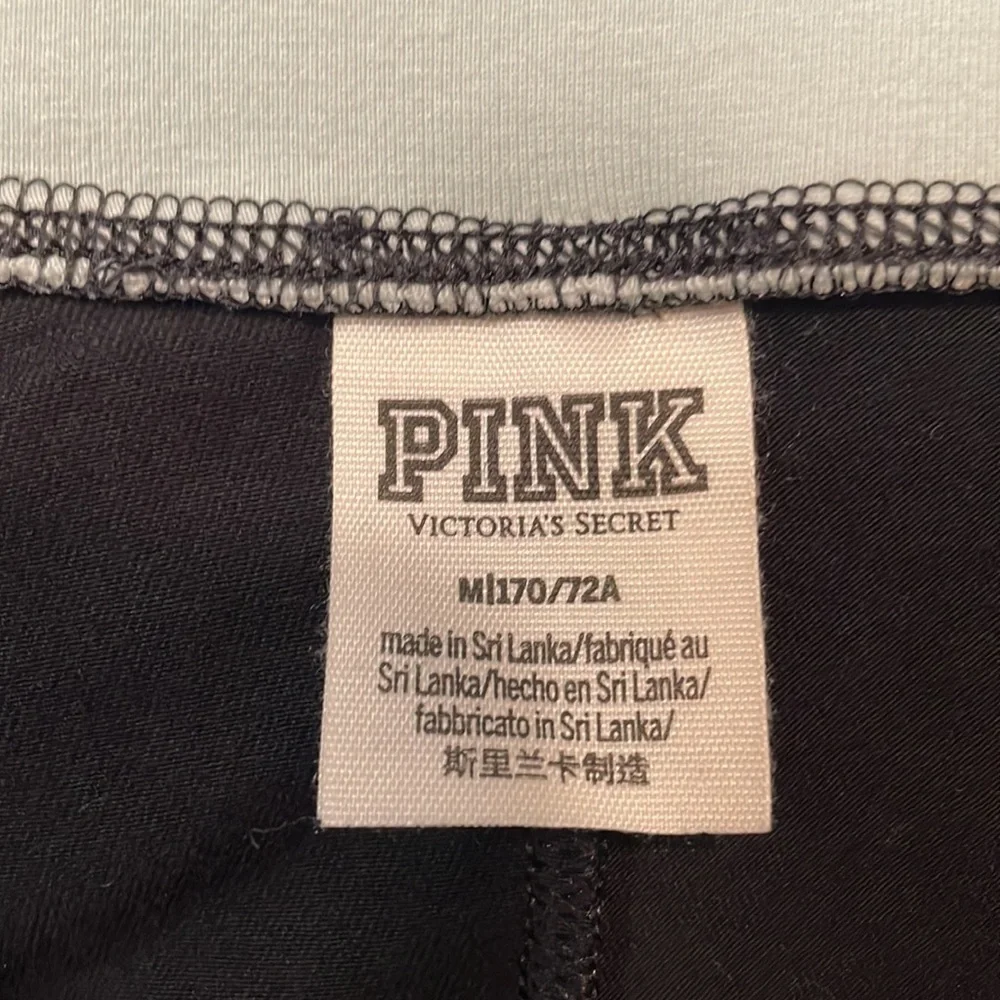 PINK‎ Victoria’s Secret Sequins Cropped Black & Teal Leggings Size Medium